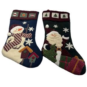 Prima‎ Creations Christmas Stockings Lot of 2 Santa Snowman Plush Holiday Decor